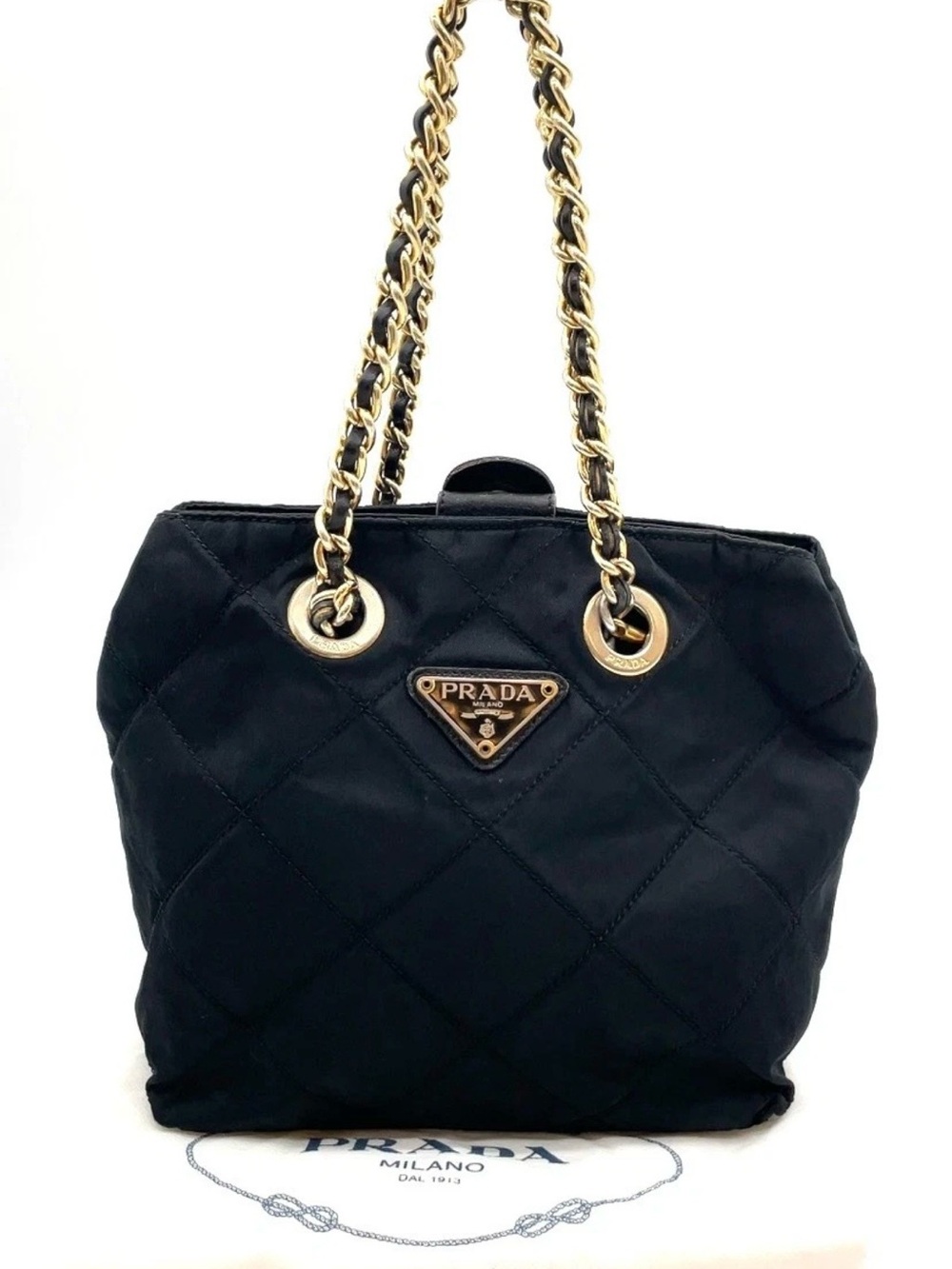 Authentic Vintage Prada Black Quilted Chain-Handle Bag